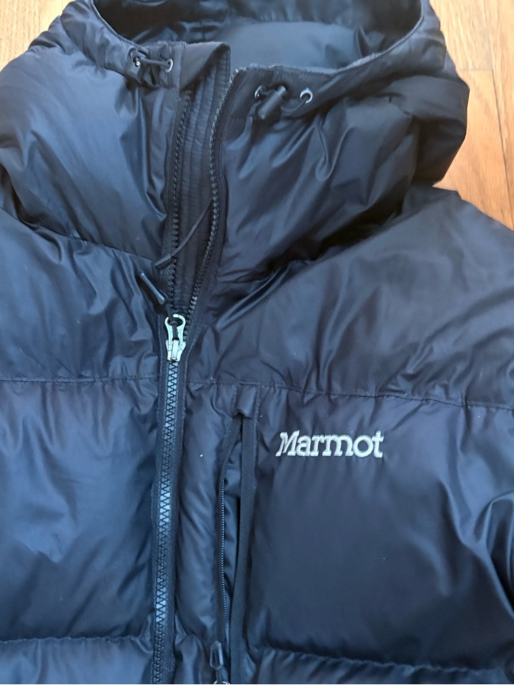 Marmot Black Quilted Hooded Down Jacket - Picture 3 of 4